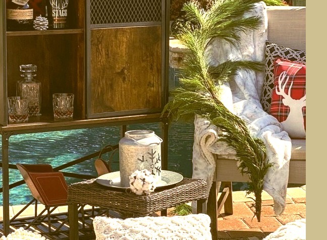 Small elegant backyard pool house photo